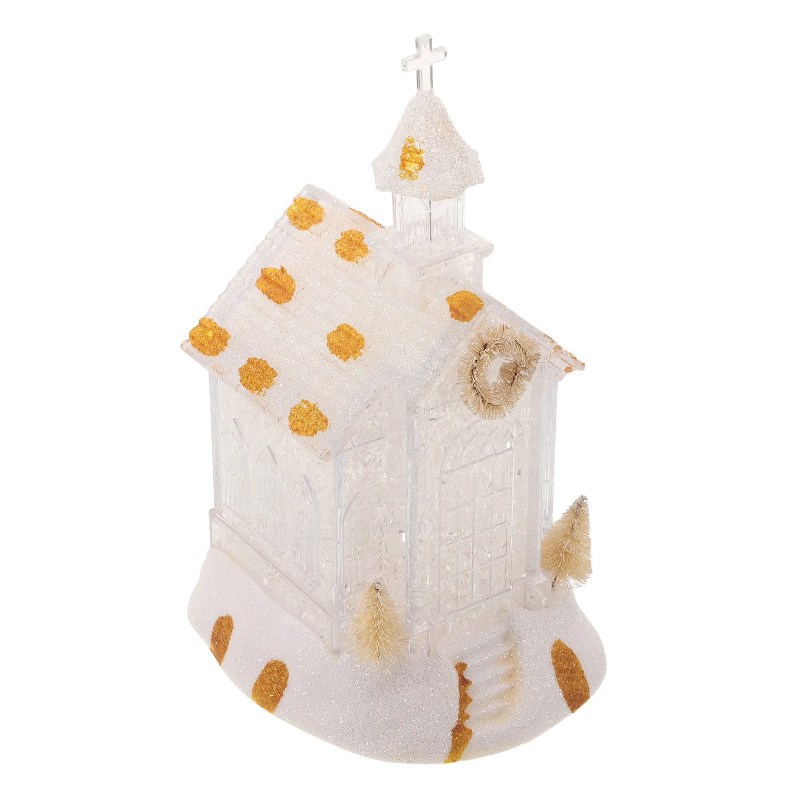 LED Lighted Christmas Church Lantern Vintage Cathedral Style Mantel Tabletop Holiday Centerpiece for Christmas Village Indoor