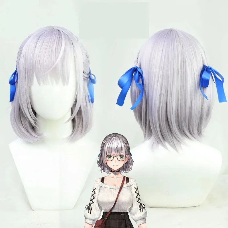 4 أنواع VTuber Shirogane نويل شعر مستعار تأثيري Hololive الخيال Youtuber الفتيات تأثيري شعر مستعار مقاوم للحرارة
