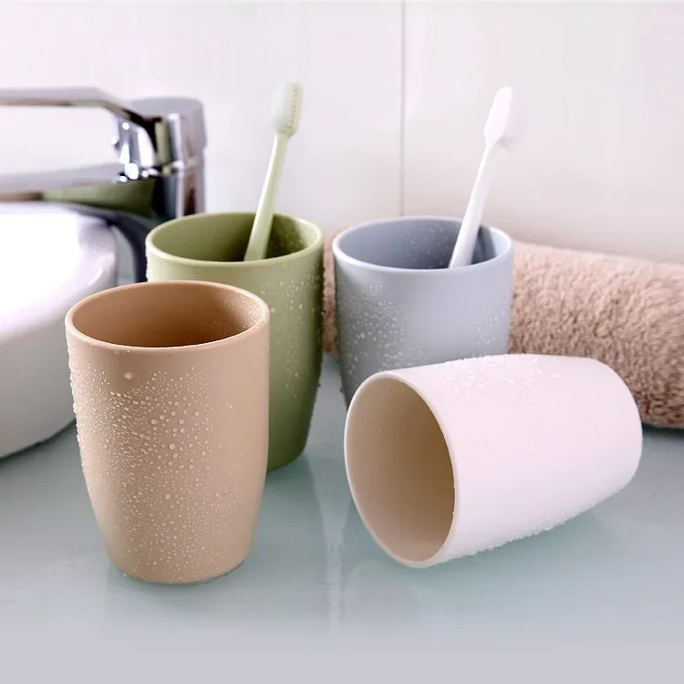 Simple Fashion Family Wash Mouth Cup Plain Plastic Brushing Cup Couple Toothbrush Cup