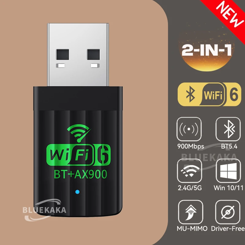 

900Mbps Bluetooth 5.4 Adapter USB Bluetooth Dongle Driver Free Audio Receiver Transmitter WiFi6 For PC/Laptop Win11/10 Dual Band