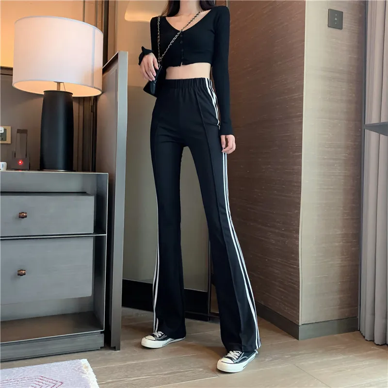 Spring Summer Women\'s Wide Leg Pants Loose High Waist Casual Trousers Woman Korean Style striped Office Straight Pants