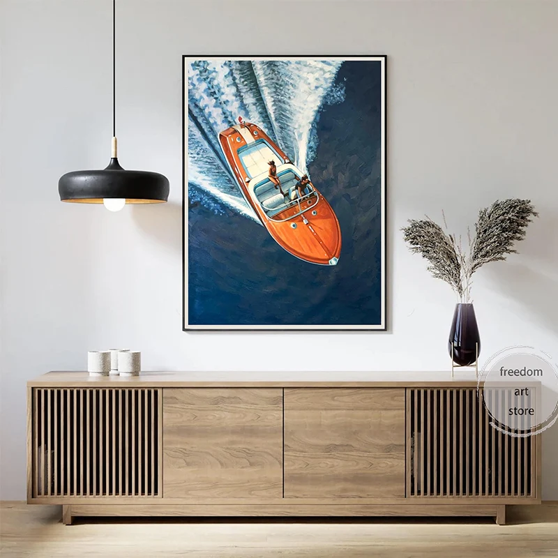 Nautical Sea Life Sailing Yacht Riva Aquarama Rivaboats  Art Posters Canvas Painting Wall Prints Pictures Living Room Home Decor