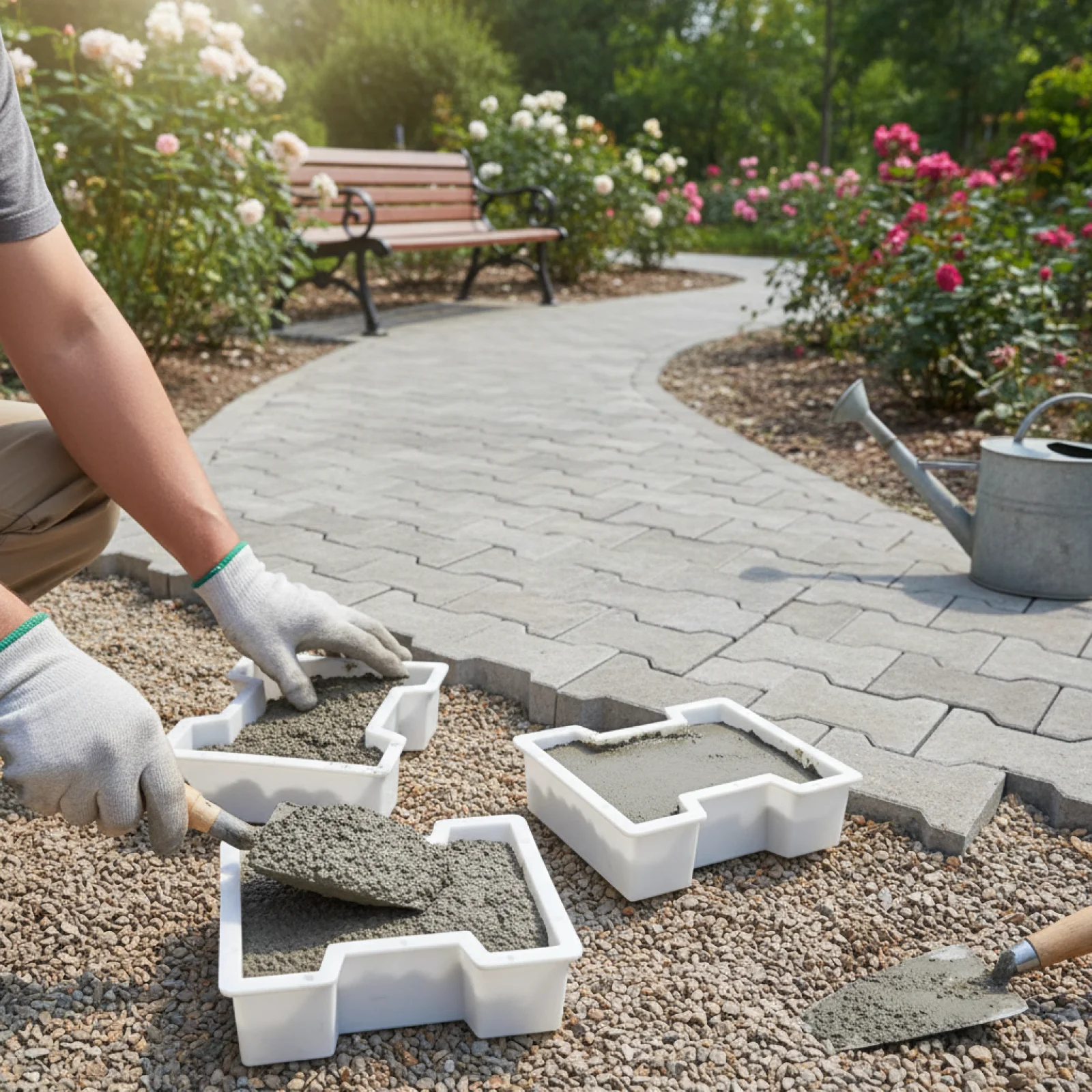 Cement Garden Decoration Mold Route Maker Model Pathway DIY Tool for Outdoor Patio Floor Tile Making