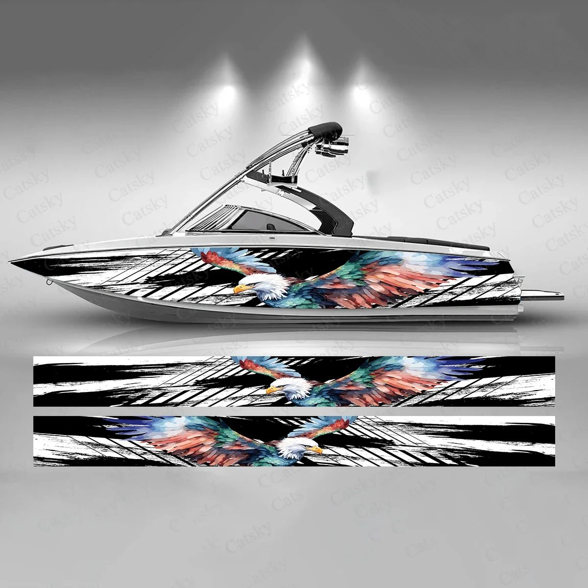 Eagle Colorful Boat Sticker Fashion Custom Fish Boat-Sticker Vinyl Waterproof Boat Wrap Graphic Boat Wrap Decal