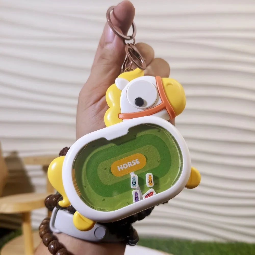 Creative Funny Magnetic Horse-Racing Keychain Plastic Hanging Fidget Keychain Cartoon Novelty Keychain Office