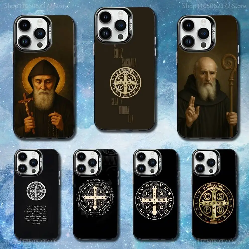 

Sao Bento Benedict OF Nursia Phone Case For iPhone 11,12,13,16,14,15,Mini,Pro,XS,MAX Black Matte Shockproof Cover