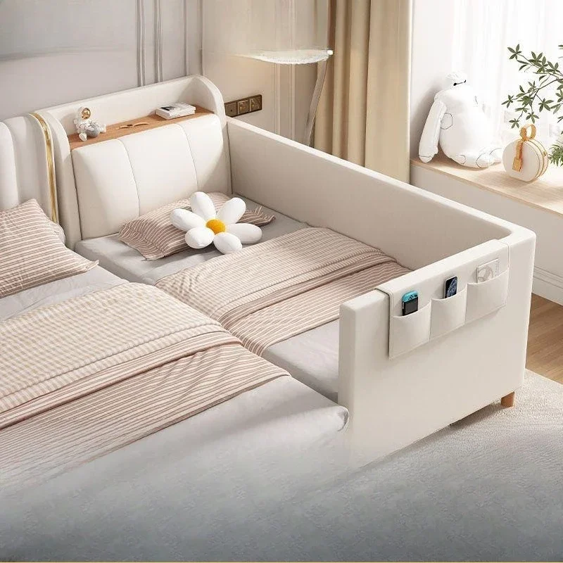 Children's bed splicing bed, storage solid wood baby single bed, girl baby bed