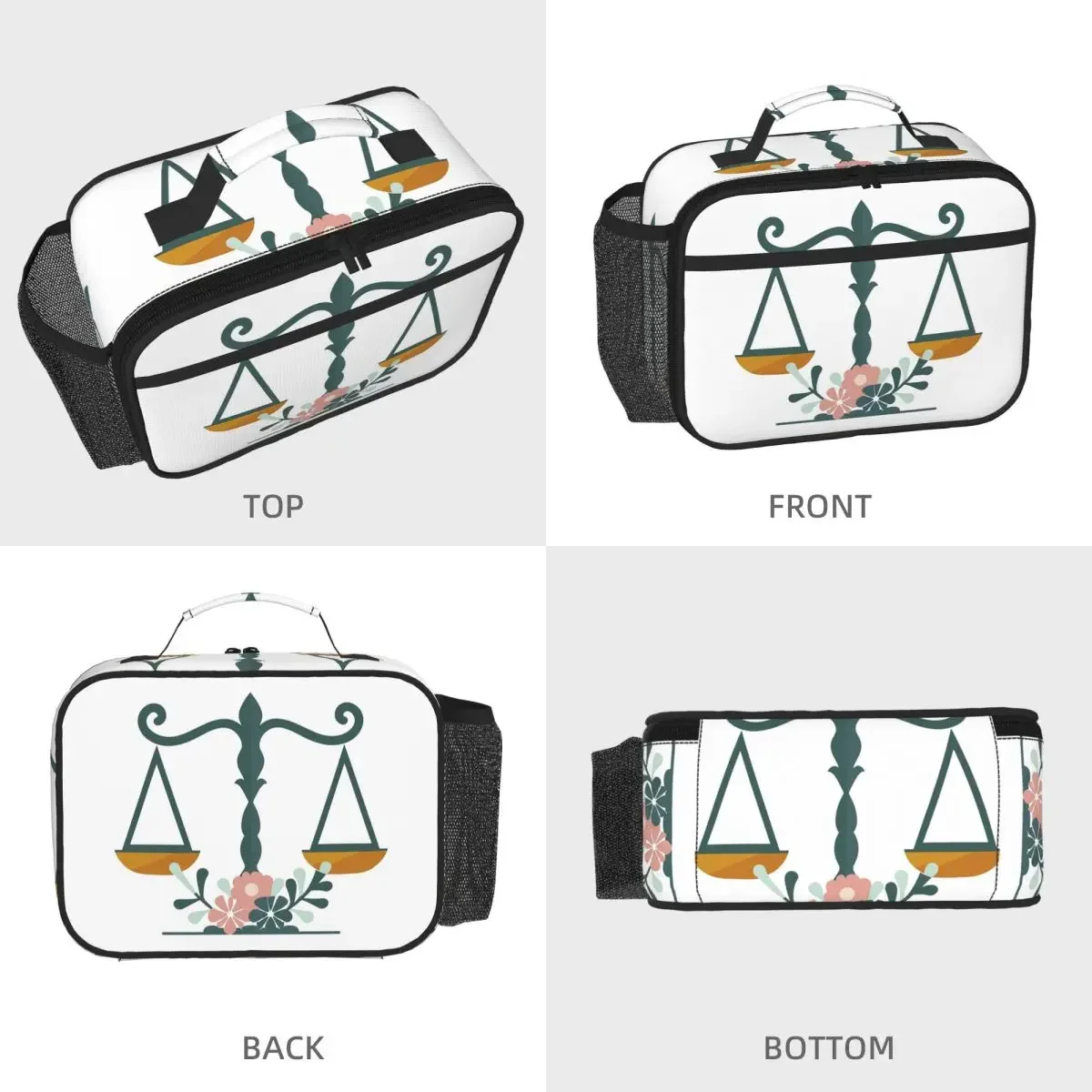 Gold Scales Of Justice Law Logo Lawyer Legal Party Insulated Lunch Bag for Kids School Cooler Thermal Food Box Tote Lunch Boxes