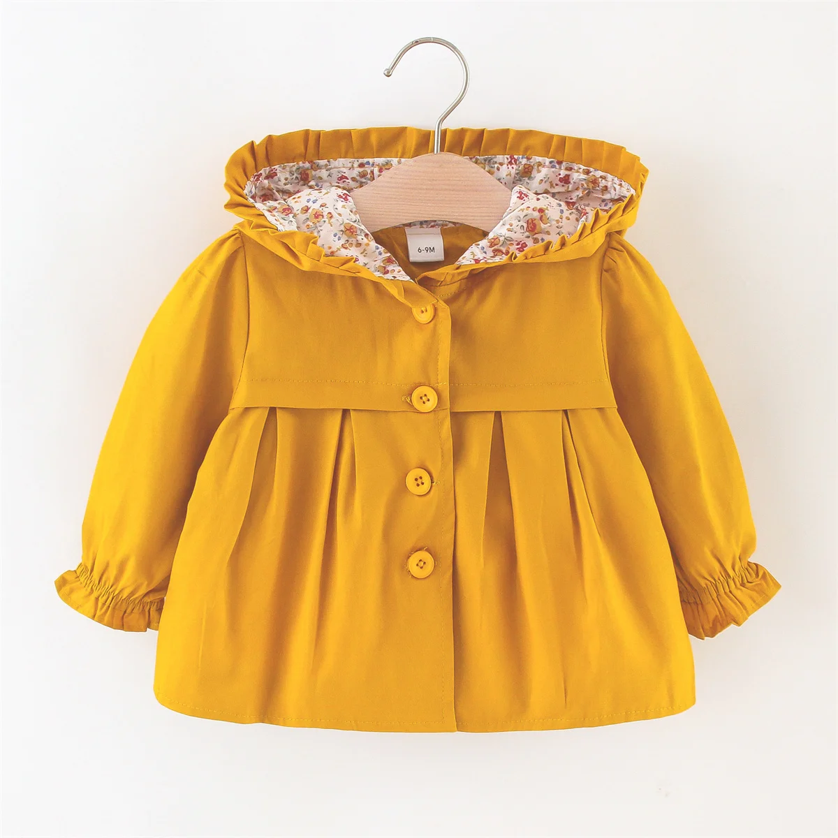 Cappotto da bambino primaverile e autunnale Giacca da ragazza con cappuccio solido Bellissimo abbigliamento a maniche lunghe ampio e carino