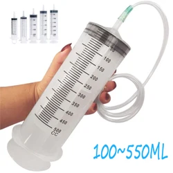 Jeringa de gran capacidad para Alimentación de Mascotas, inyector con bomba de manguera de 1m, líquido de pegamento de aceite, herramienta hidropónica para nutrientes, 100ml-550ml