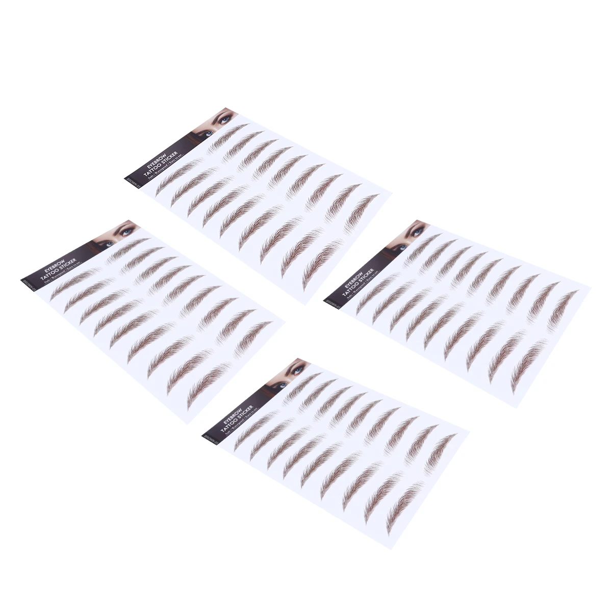 

4pcs Waterproof 6D Hair-Like Eyebrow Stickers Fake Brow Tattoo Transfer Tools Reusable Eyebrow Stencils For