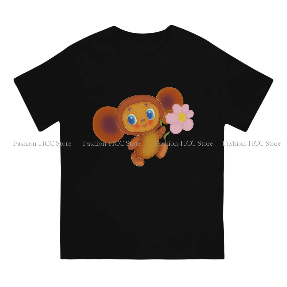 Flower Newest TShirts Cheburashka Che Burashka Gena Russian Cartoon Male Style Streetwear T Shirt Round Neck