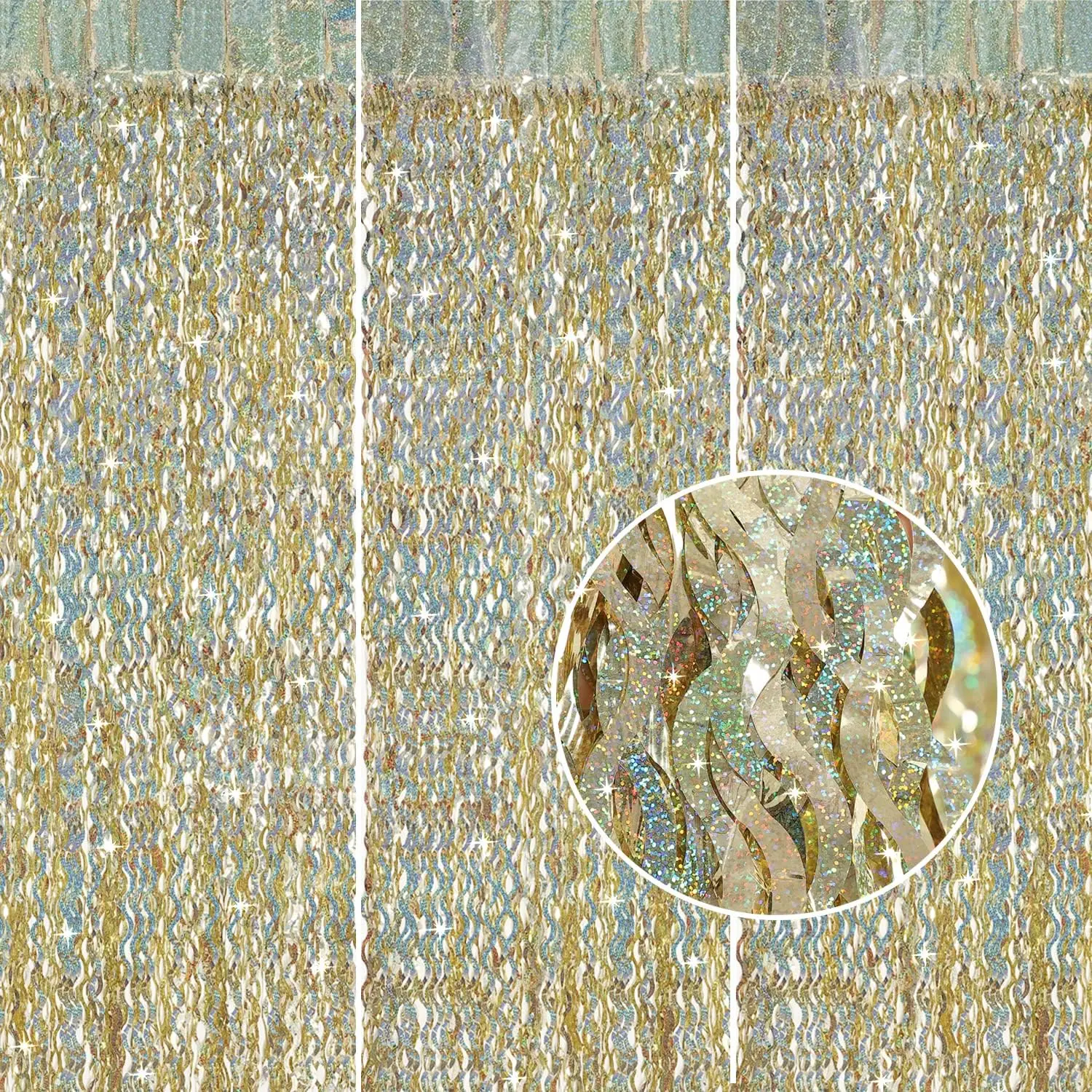 Metallic Lametta Folie Fransen Vorhänge mit Star Party Foto Hintergrund Party Luft schlangen zum Geburtstag Silvester Hochzeits dekor