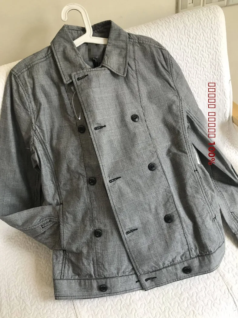 

Pure Cotton Plaid Busin Jaet Men's Autumn Winter Thiened Large Size Coat Tidy Micro Elastici Faion Urban Sle