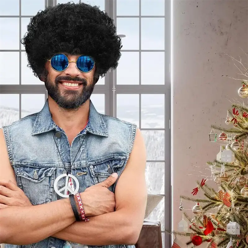 Afro Wig, Peace Necklace and Sunglasses, photo 2