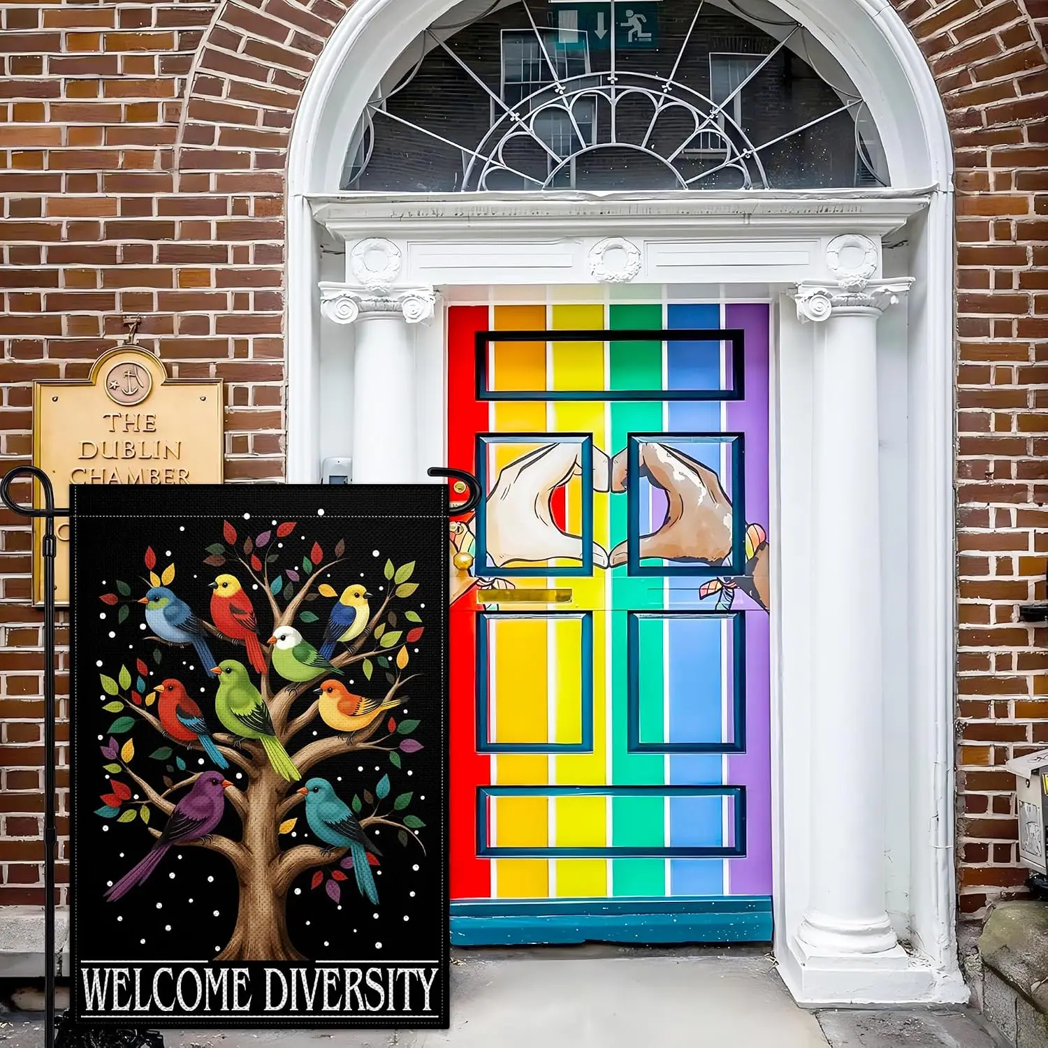 Welcome Diversity Garden Flag for Outside 12x18 Pride Kindness Peace Yard Flags Double Sided Vertical Lgbtq Decor for Outdoo uui