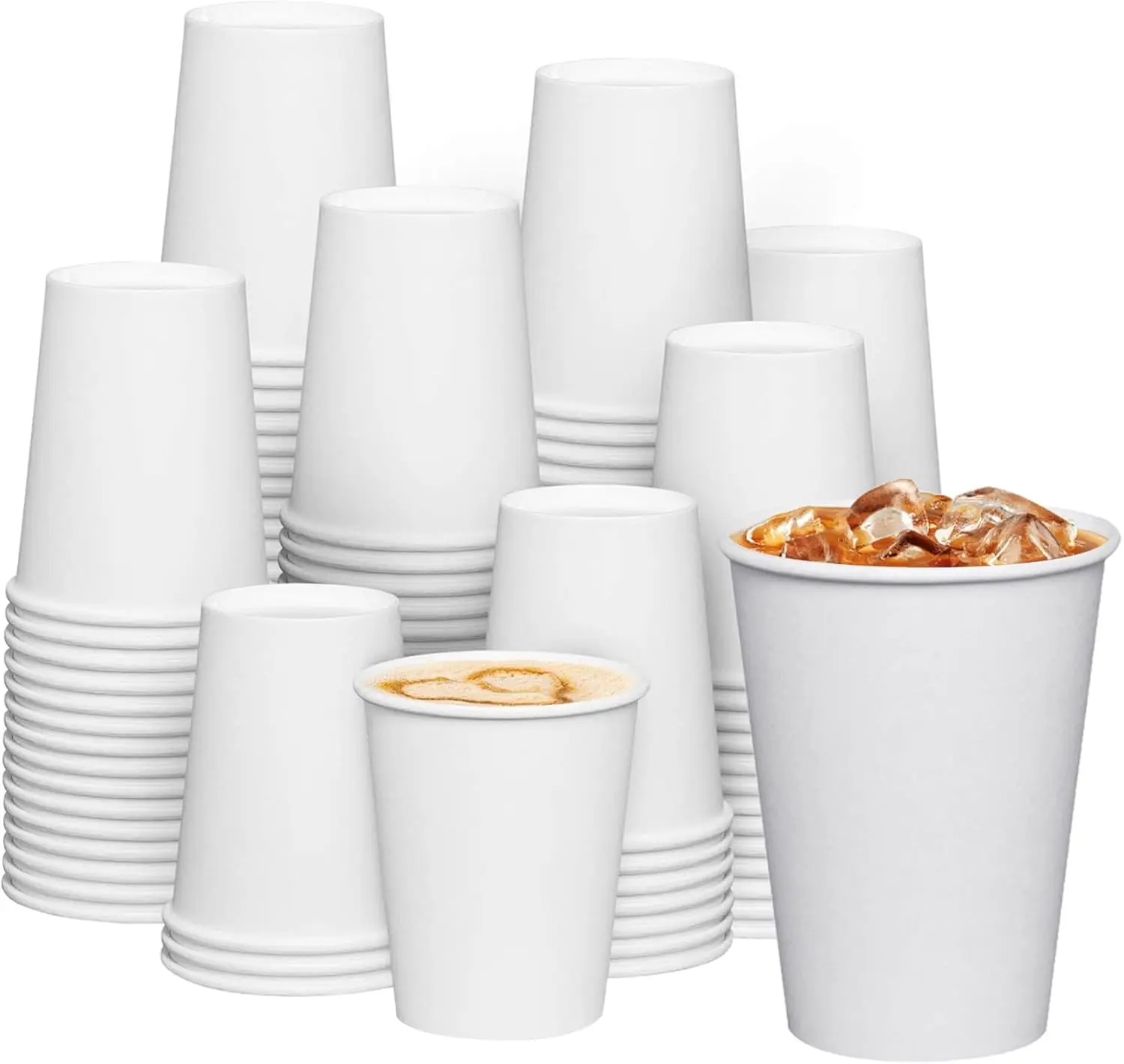 

Disposable Paper Coffee Cups - 12oz 1000 Pack Bulk Take Out Hot and Iced To Go Drinking Cups for Hot Chocolate/Coffee/Ju