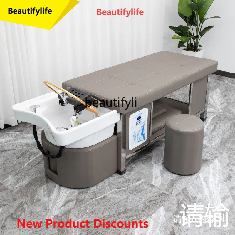Q181  Stainless Steel Shampoo Chair Hair Salon Flushing Bed Beauty Salon Massage Couch Ceramic Basin Shampoo Chair