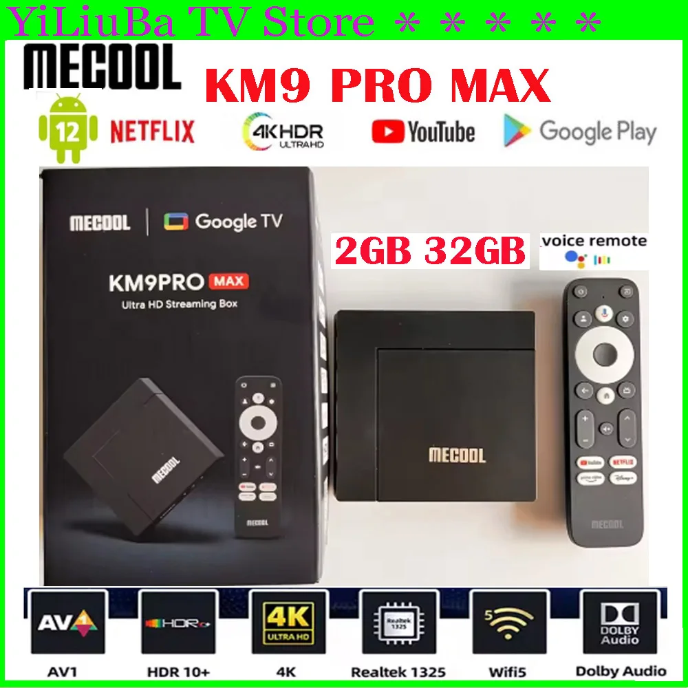 [Оригинальный] Новейший MECOOL KM9 PRO MAX Android12 TV Box Глобальная версия Realtek1325-B 4K HDR 2T2R WIFI5 Сертифицированный Google Smart TV Box