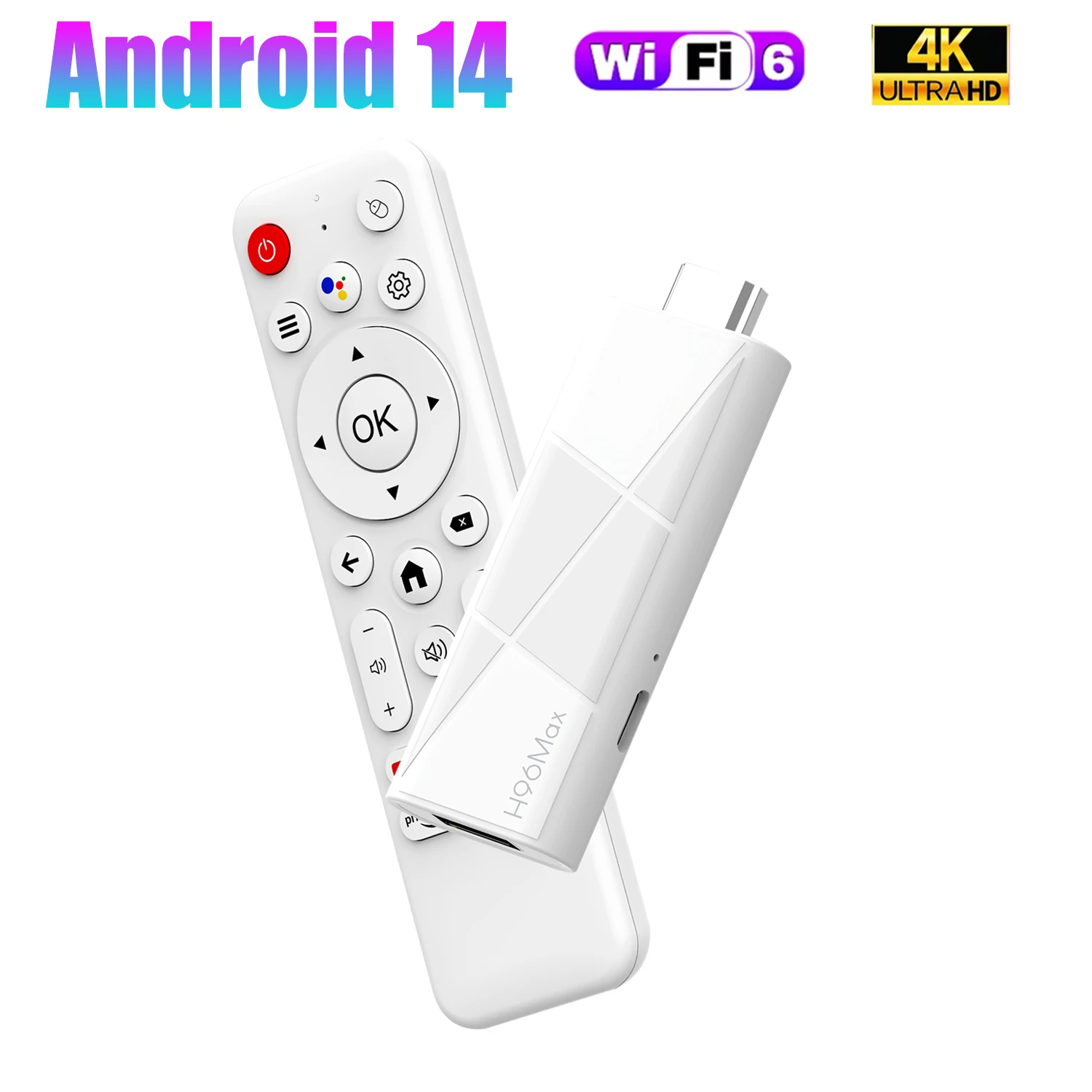 H96 MAX RK3518 Mini TV Stick Android 14 Quad Core Smart TV Box 2GB 16GB BT5.4 Wifi6 4K HD Voice Remote Media Player TV Stick