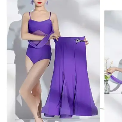 Purple Waltz Girl's Ballroom Dance Dress for Latin Competitions Children's Party Performance Modern Dance Costume