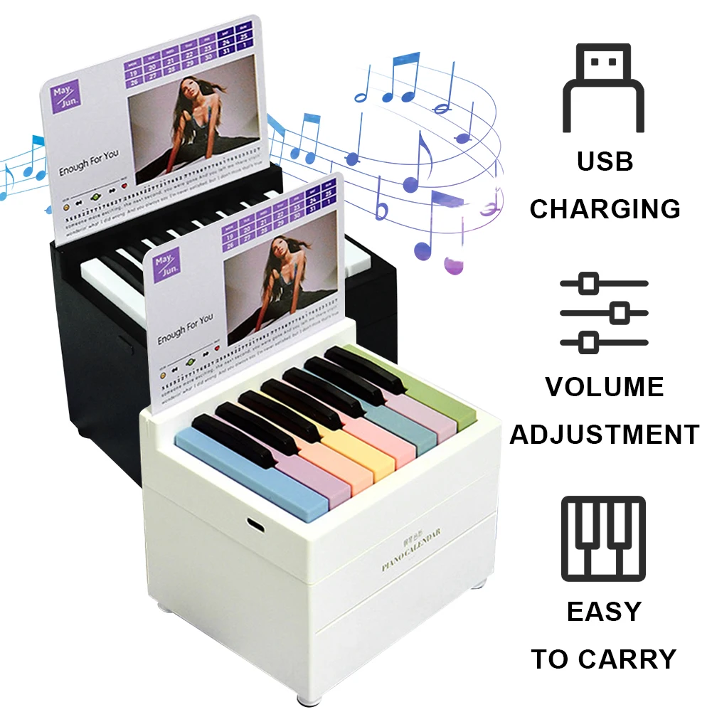 Olivia Rodrigo Piano Calendar 2025 Music Sheets Toy 15 Keys Playable Piano Desk Calendar with 27 Music Calendar Cards 52 Songs