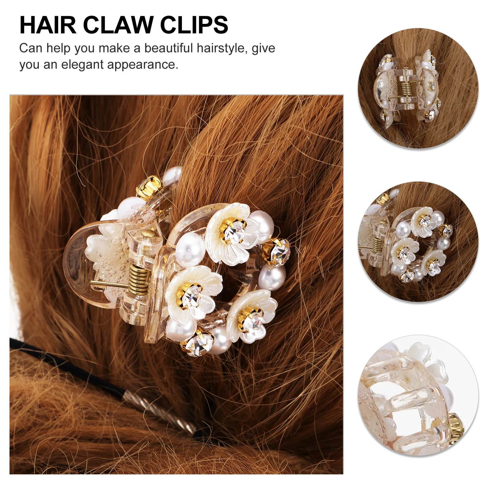 

2 шт., зажим для волос с жемчужным цветком, элегантный женский зажим для волос для свадебной вечеринки, аксессуар для длинных волос, прозрачная заколка для волос
