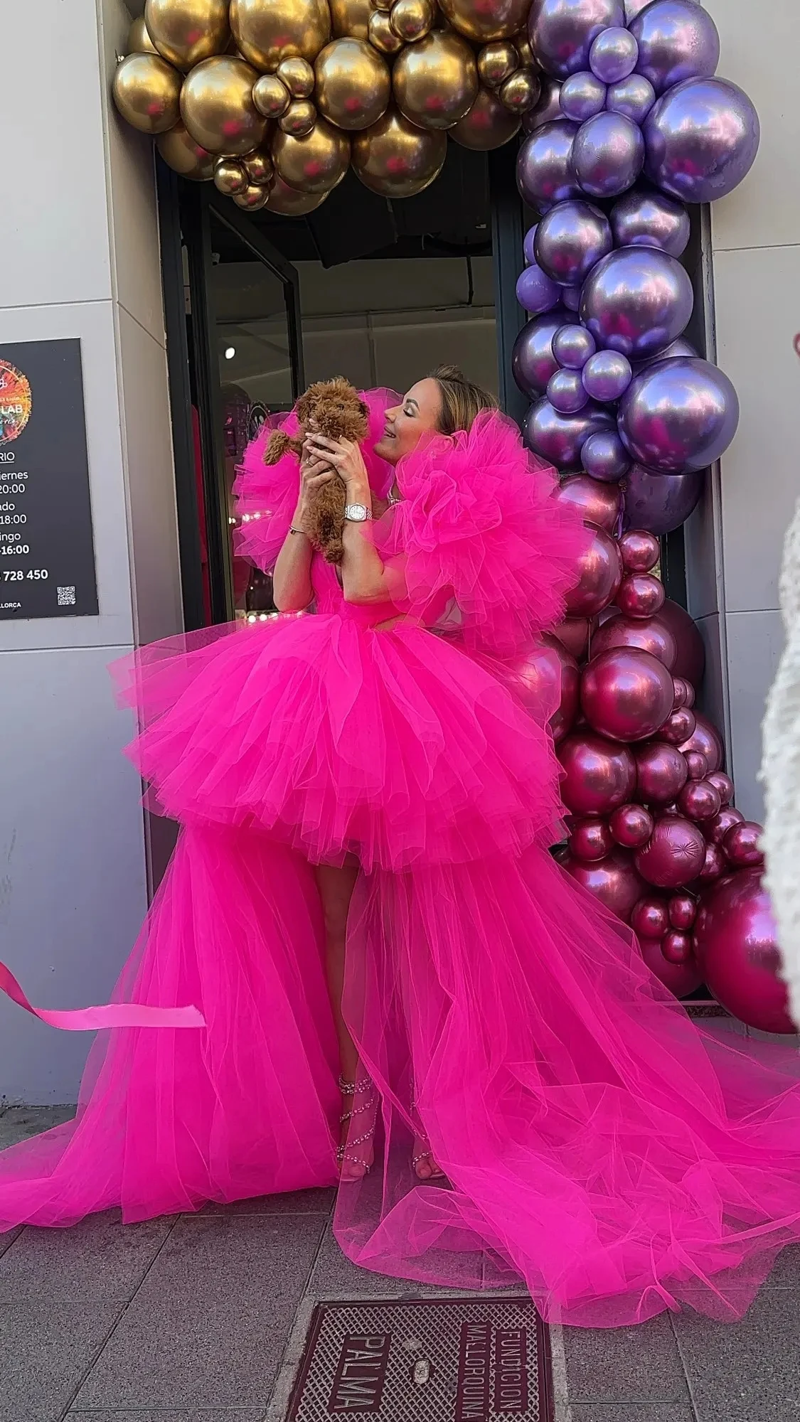 Pretty Fuchsia Puffy High Low Women Maxi Dresses To Birthday Holiday Party Voluminous Tutu Tulle Bridal Dresses Color Size Free