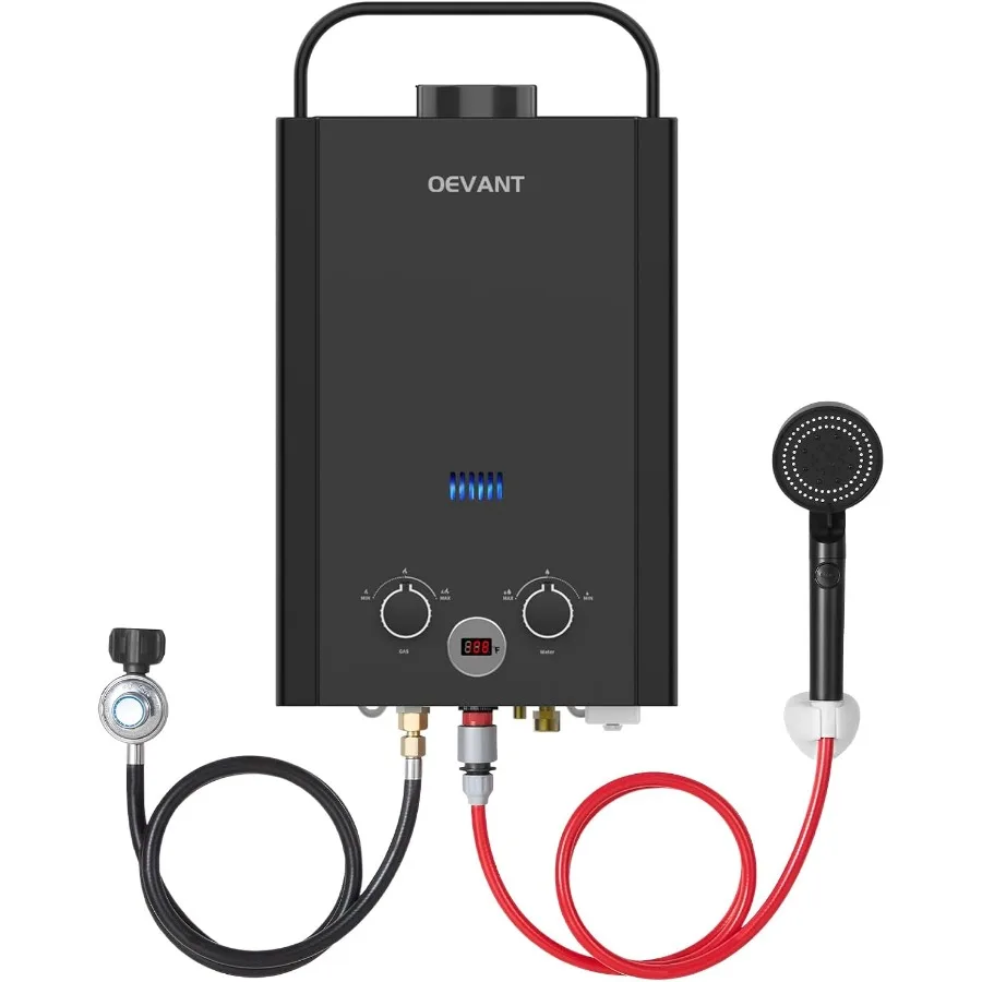 

Propane Water Heater 1.58GPM 6L Portable Tankless Water Heater with Handle Overheating Protection Propane Gas Instant Hot Water