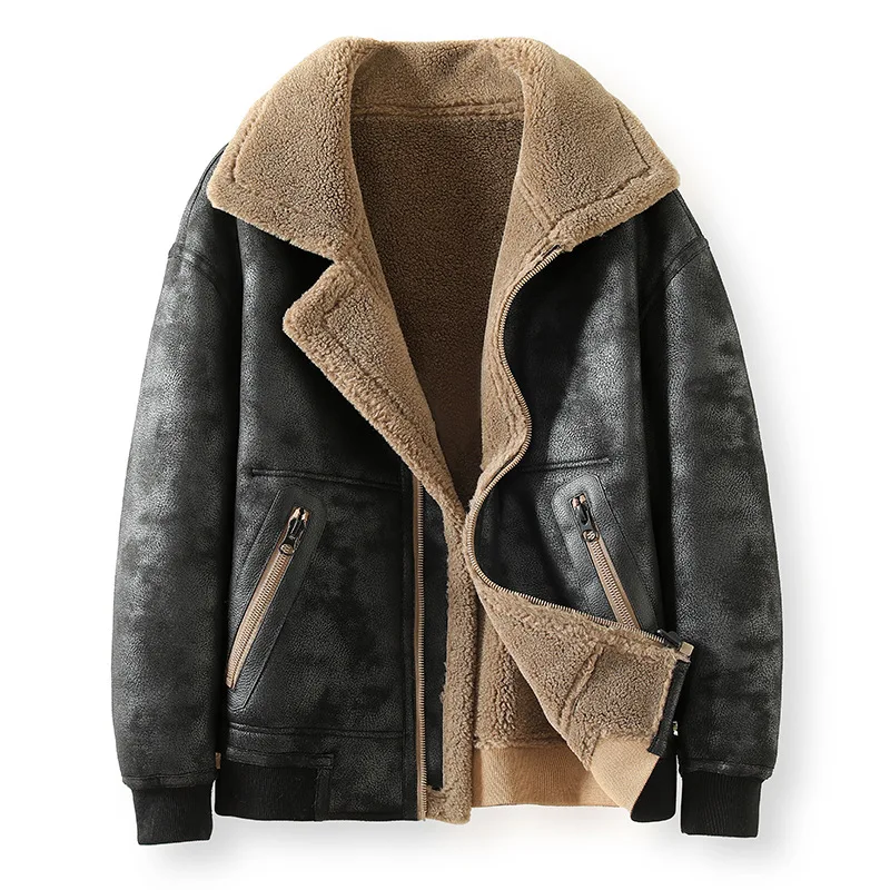 

Fashion Autumn Winter New Motorcycle Coat Fleece Trend Men's Fur Coat