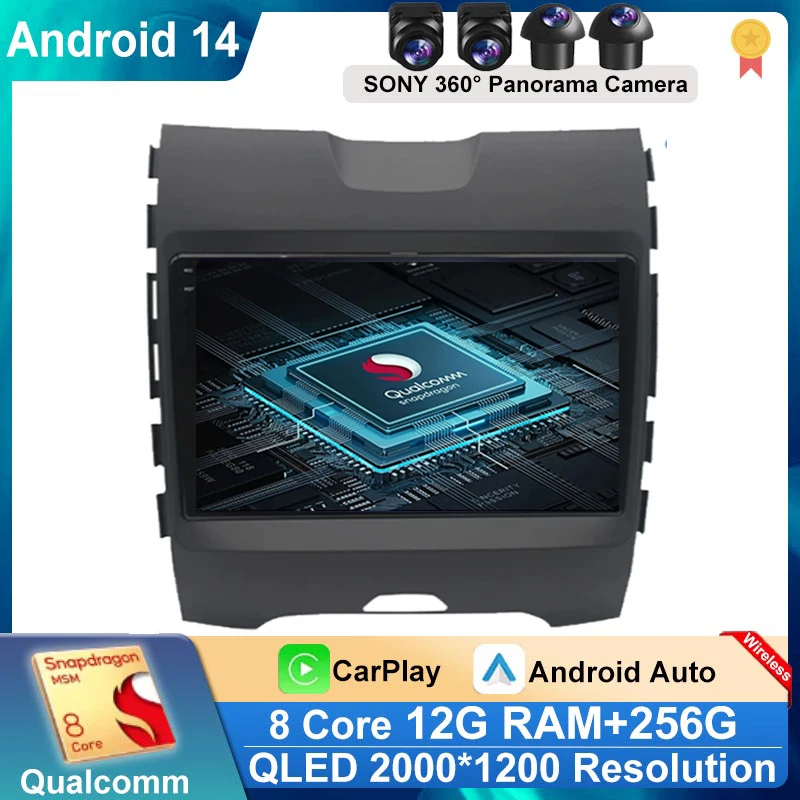 

Car Radio Android 14 For Ford Edge 2 2015 - 2018 GPS Player Navigation Stereo Carplay Multimedia DSP BT Auto Head Unit DVD Audio