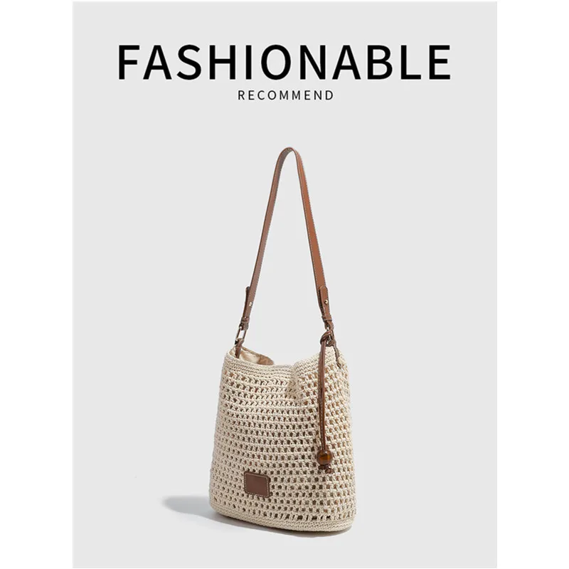 

Woven hollow bag women's 2026 new spring and summer seaside vacation travel tote bag beach bag shoulder armpit bag