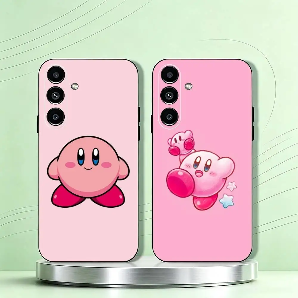 Cartoon P-Pink-K Kirbys  Phone Case Black Silicone Soft For Samsung Galaxy A73,A72,A71,A70,A53,A52,A51 Gift