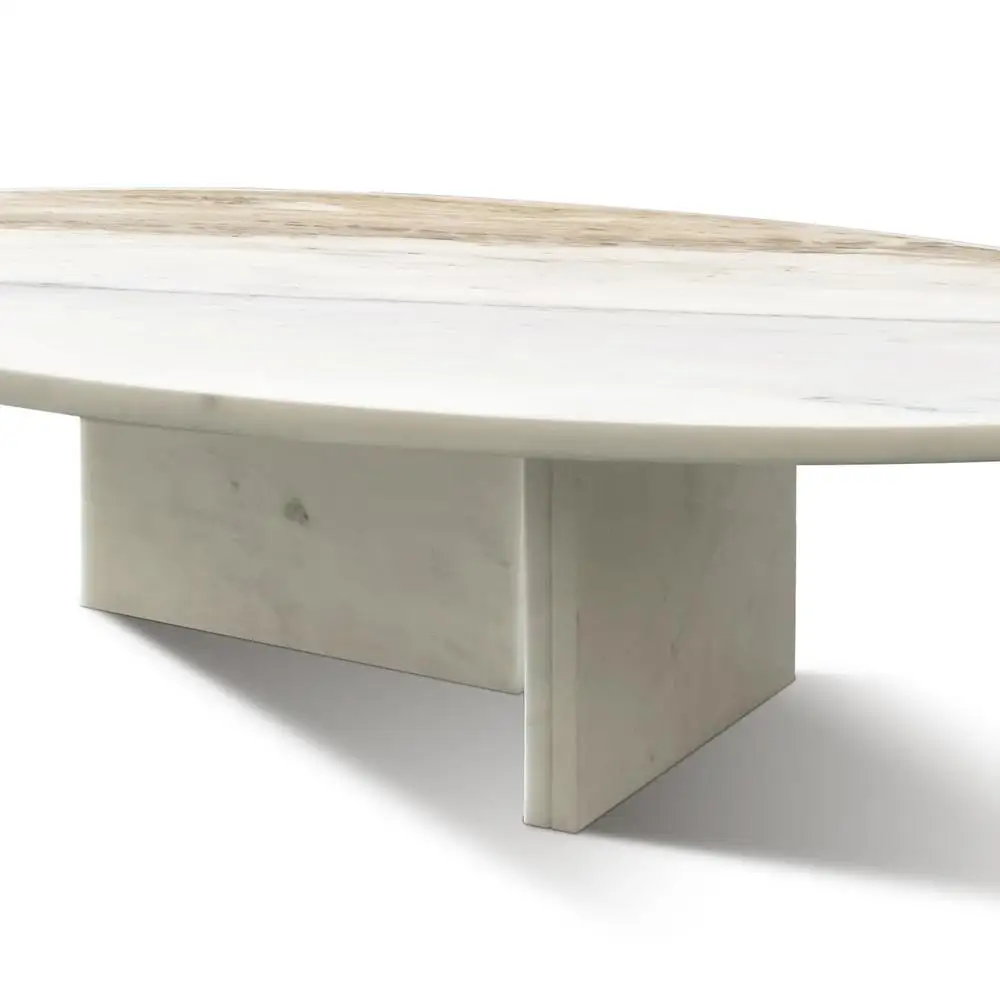 Mesa de centro de mármore natural branco peça central da sala de visitas de pedra real Ø35,4 polegadas