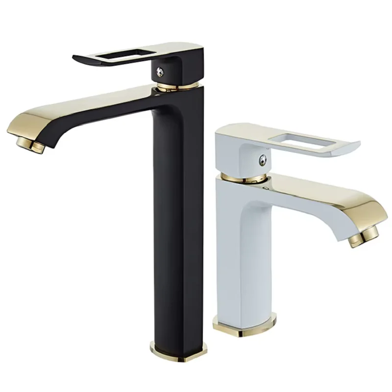 Becola Wastafelkranen Zwart/Wit/Chroom Waterval Mengkranen Badkamer Kraan Badrandcombinaties Messing Wastafel Mengkraan Hoog Kort