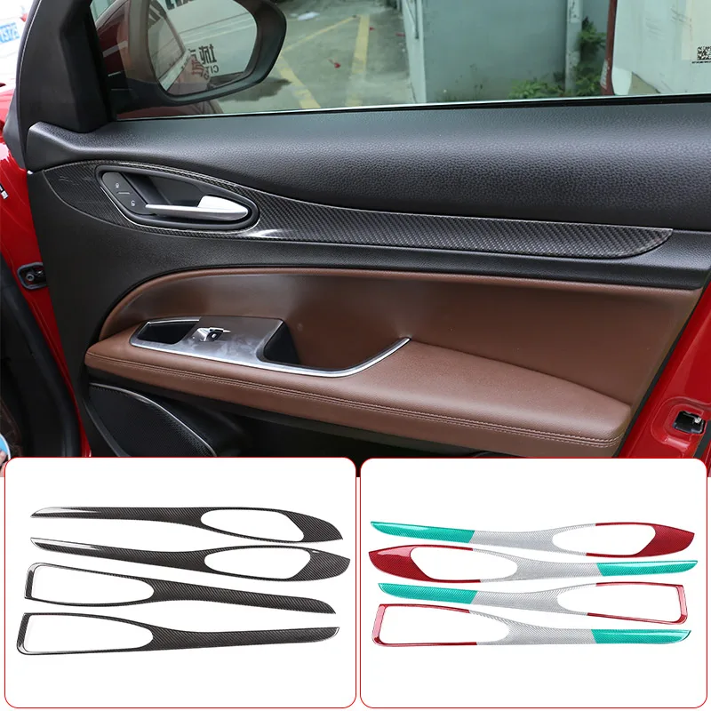 

Real Carbon Fiber For Alfa Romeo Stelvio 2017 2018 2019 2020 Car Interior Door Panel Trim Decor Strips Car Accessories