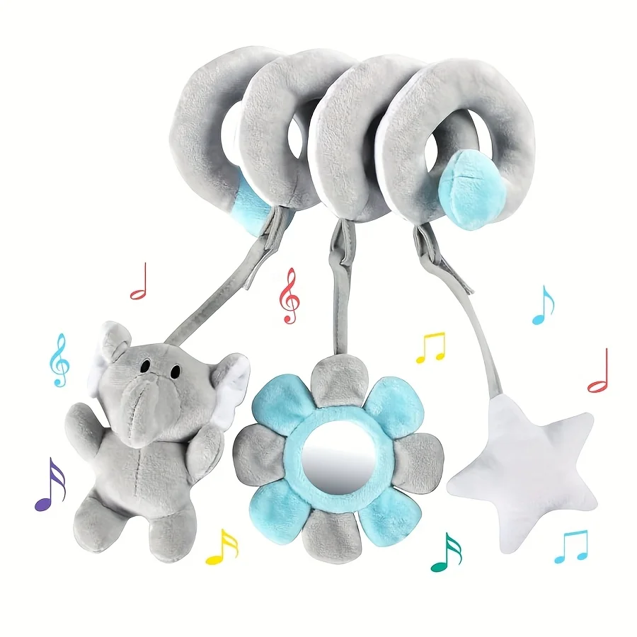 Children's Toy Stroller Hanging Elephant Spiral Plush  0-3  Toys Stroller Accessory,Cute Elephant Design