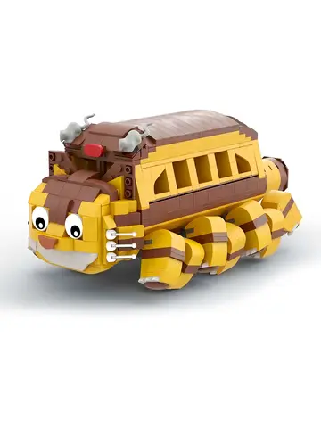 Japanese Anime Cat Bus MOC Building Blocks, Fantasy Animal Vehicle with 12 Legs, Studio Ghibli Inspired DIY for Fans