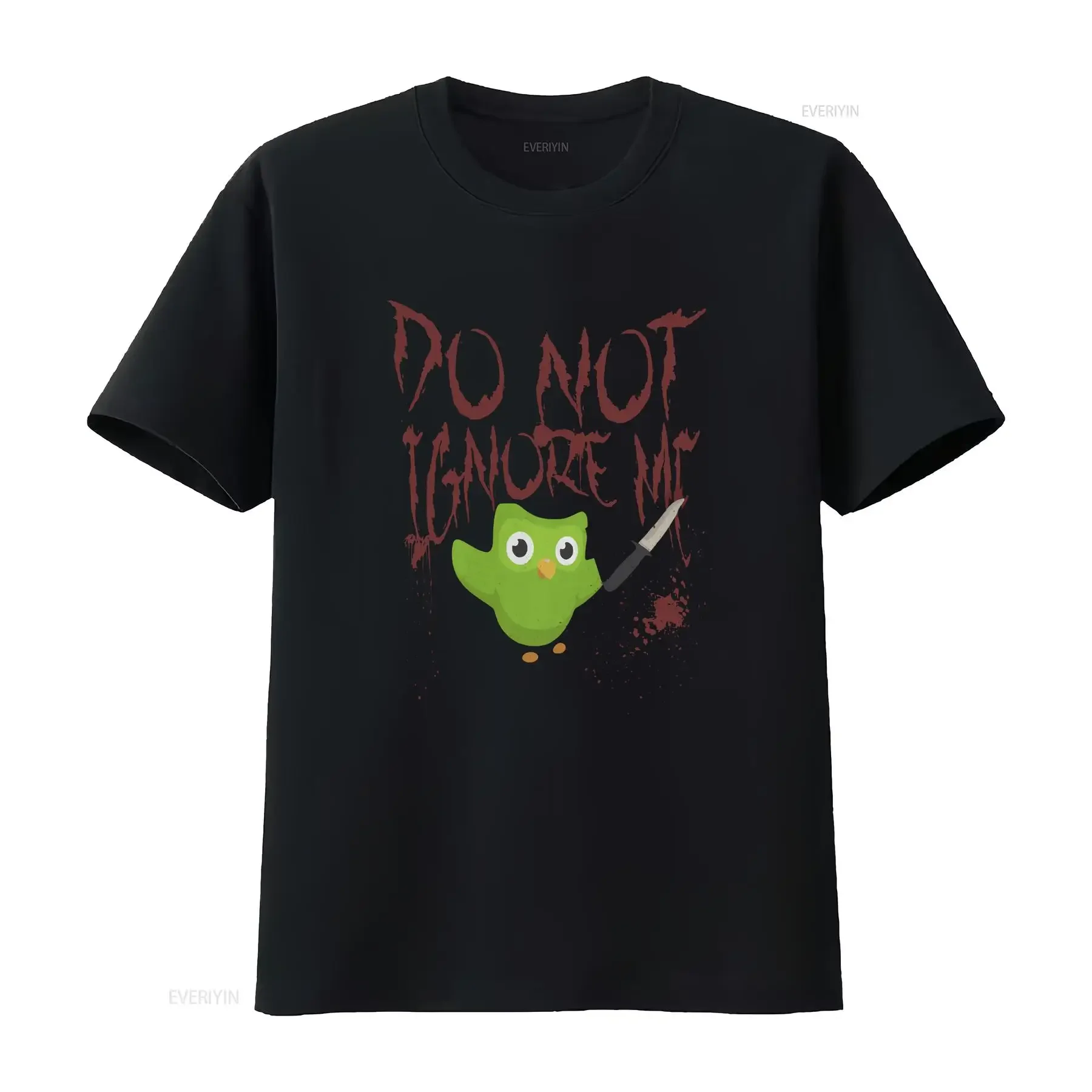 Duolingo Meme T Shirt Funny Spanish 'No Me Ignores' Owl with Knife Design Casual Unique for Language Learners vintage Washed