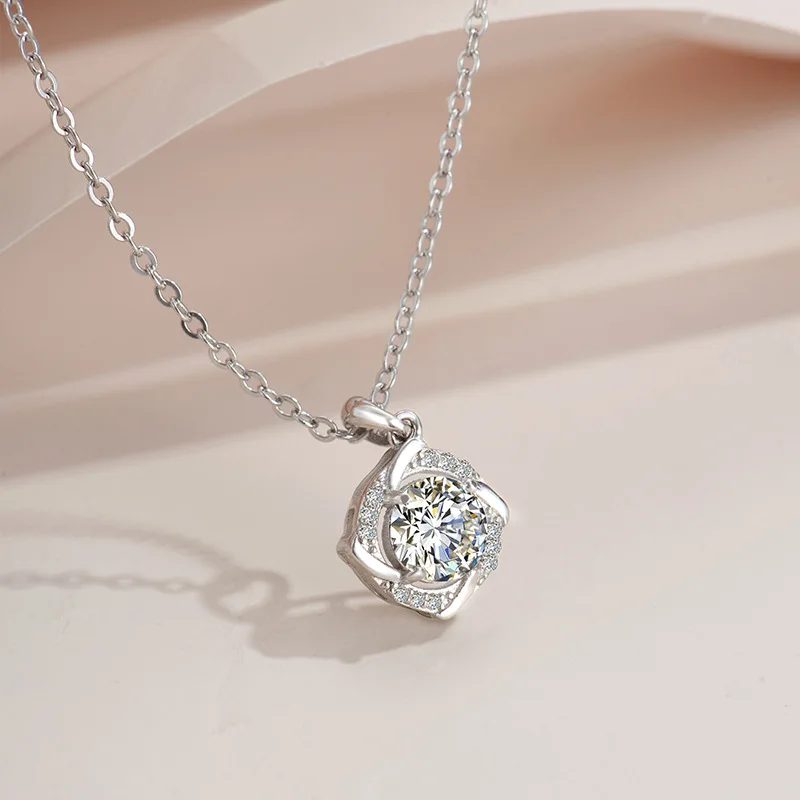 1ct Windmill Moissanite Necklace Women 925 Sterling Silver D Color Moissanite Diamond Necklace Platinum Plated Pass Tester Gift