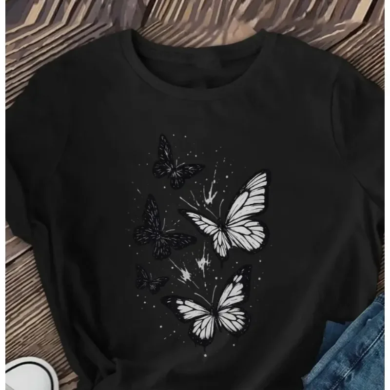 

Fashion Butterfly T-Shirt Fashion Casual Seasonal Fashion Women's Trend Casual Sleeve T-Shirt Palette Geometric Print T-Shirts