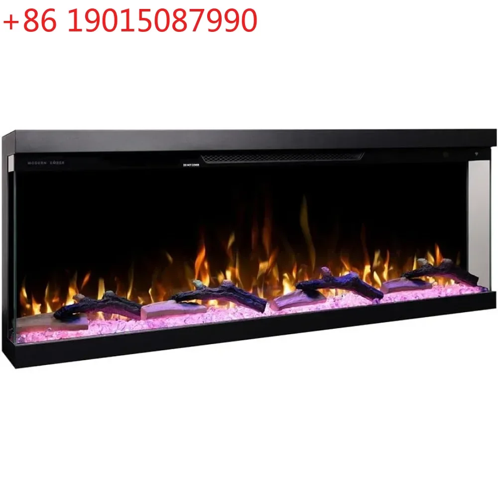 

50 Inch Linear Multi-Sided 3D Wi-Fi Smart Electric Fireplace - 1,000+ Flame & Ember Bed Color Combinations, Fireplace