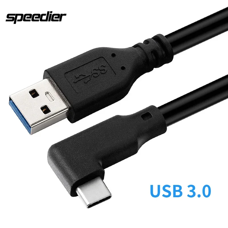 

USB 3.2 Gen1 5Gbps Type A Male To Type C male 90 Degree Right Angeld Extension Link Cable 3A 20V 60W PQ123 1.8m 3m 5m 2m