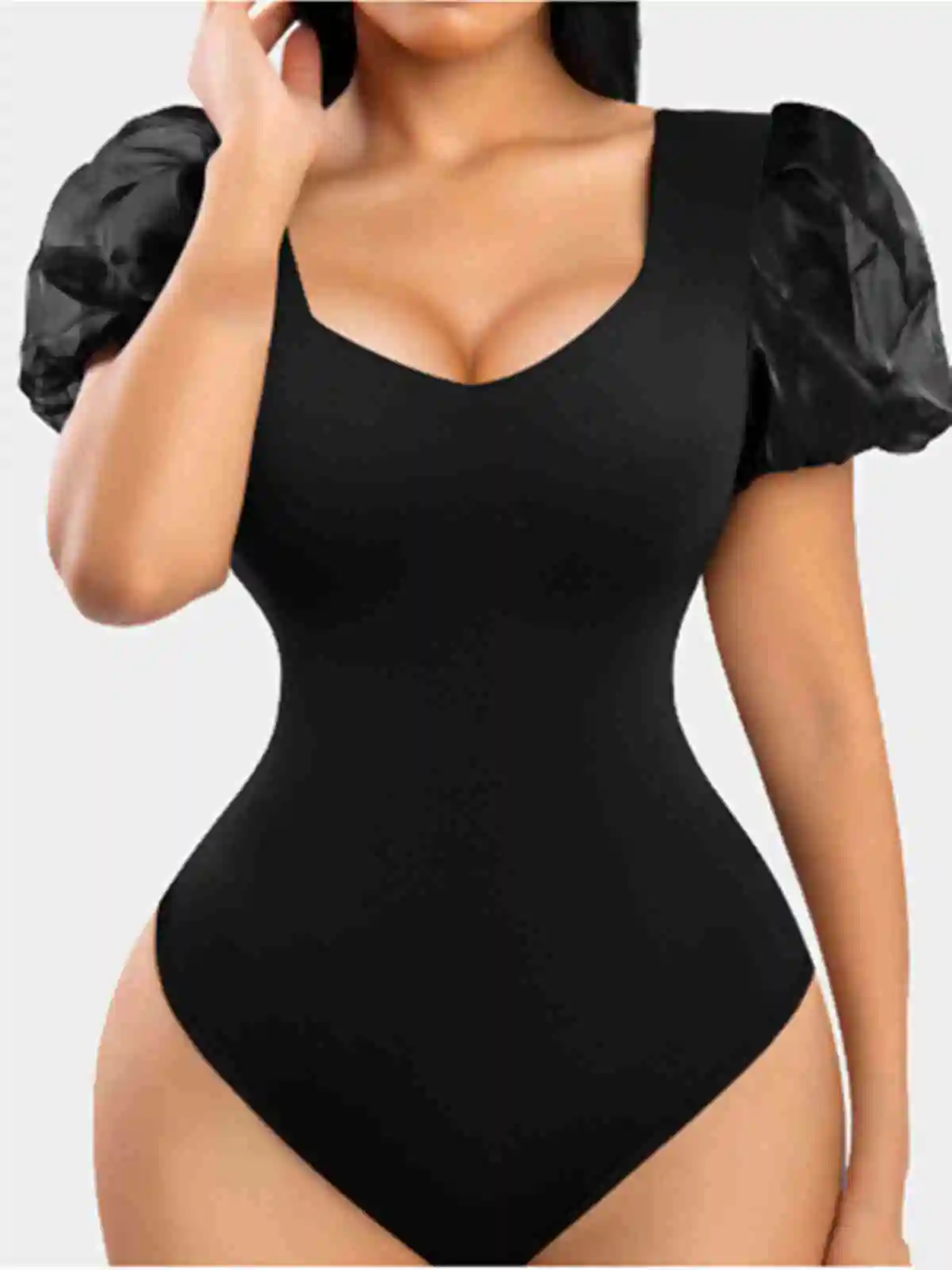 Black Slim Fit Bodysuit Women High Waist One Pieces Body Feminino Mesh Patchwork Short Sleeve Elegant Tops Fashion Summer Oufits