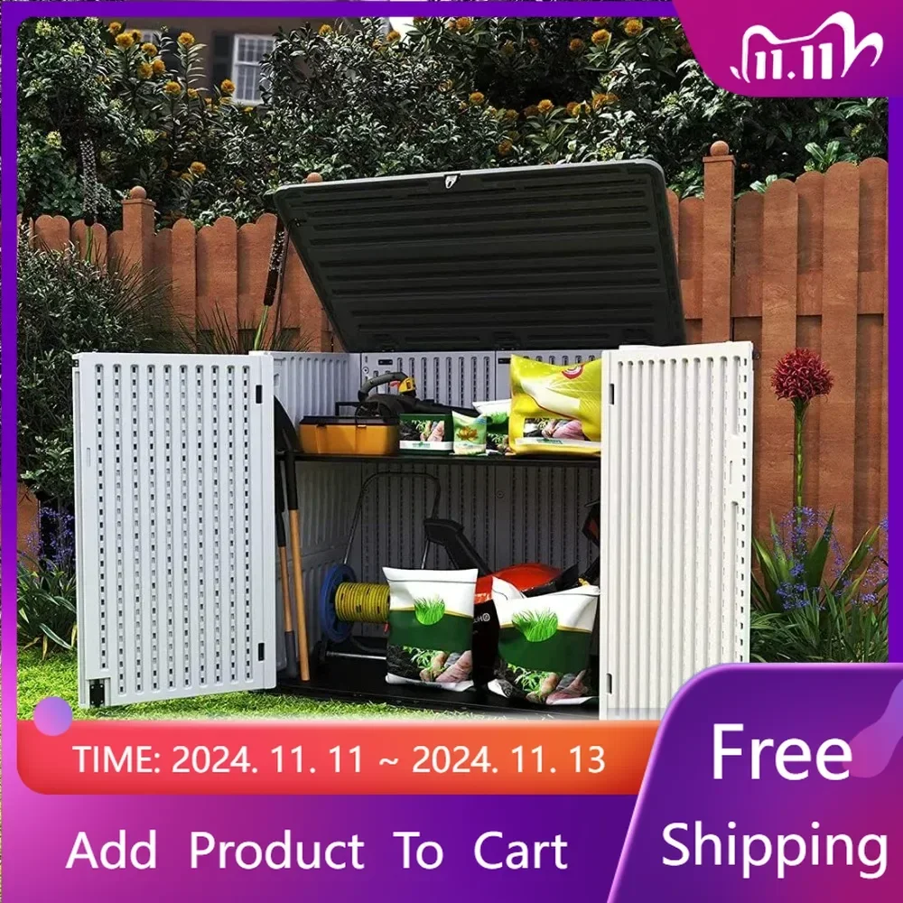 

Larger Outdoor Storage Shed Weather Resistance, Horizontal Outdoor Storage Box Waterproof for Garden, Patios, Backyards