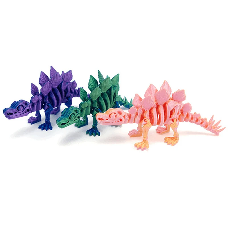 Cute Mini Skeleton Dinosaur 3D Printed Toy Model Jurassic Stegosaur Fossil Movable Limb Joints Children's Gift Puzzle Toy