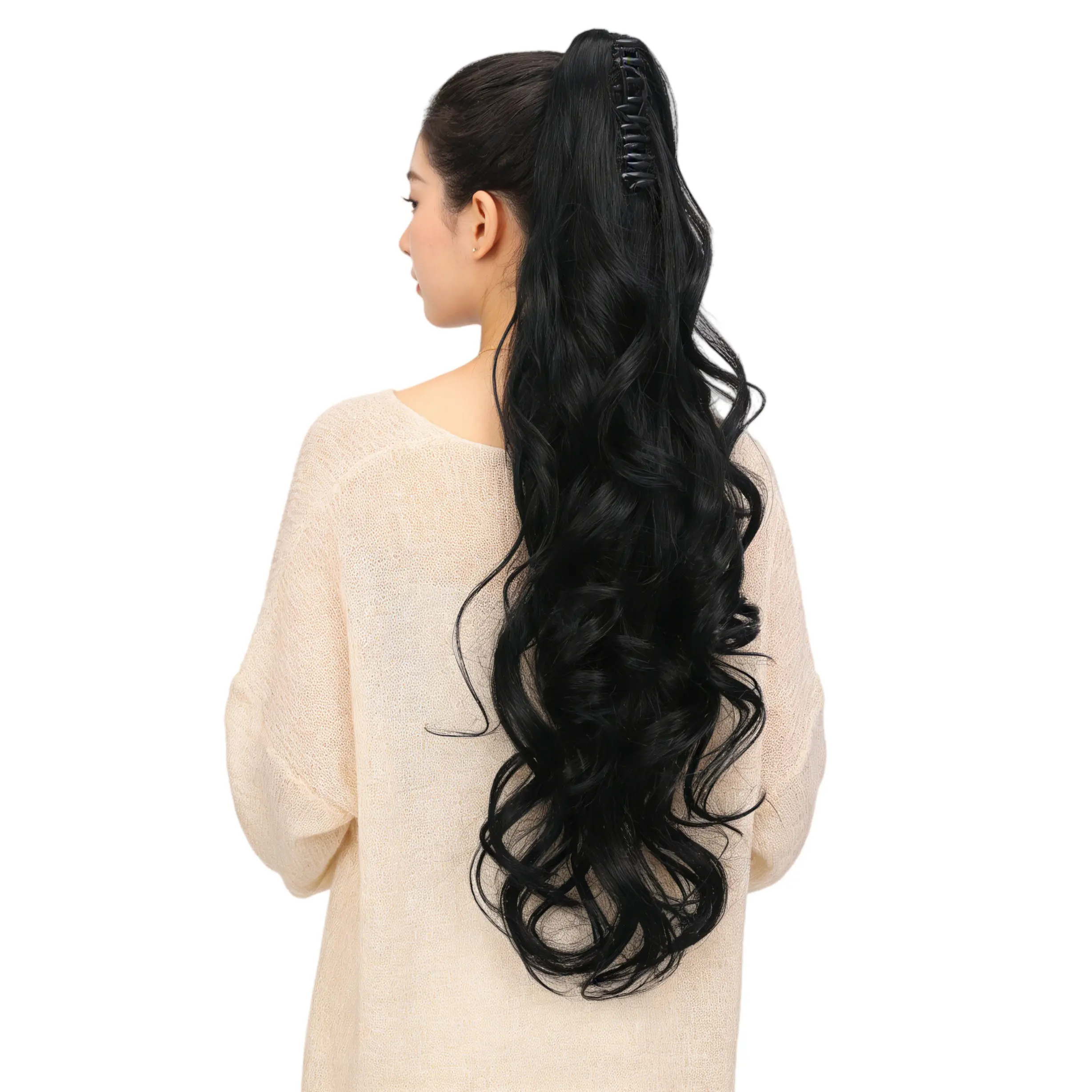 Multi-Toned Highlighted Wavy Ponytail Wig — High-Quality Soft Clip-In Hairpiece with a Claw Clip Design, Easy to Wear, Suitable for Parties, Travel, Photoshoots, Daily Wear, Etc., with a Natural and Realistic Look, Ide