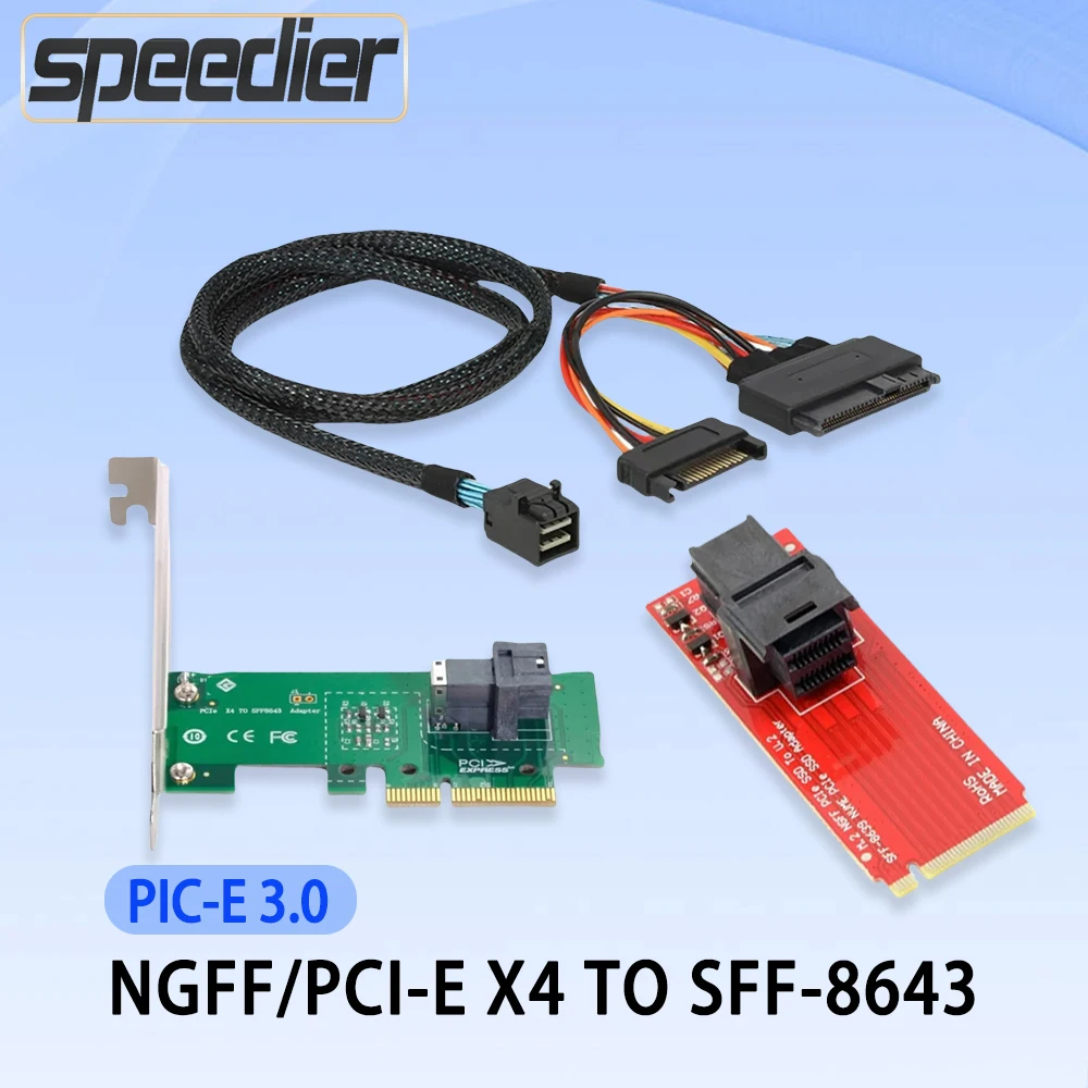 

2025 NEW 750 SSD PCI-E 3.0 X4 NVME Conversion Cable SFF-8643 Mini SAS M.2 To U.2 SFF-8639 Adapter Card Hard Disk Adapter Cable