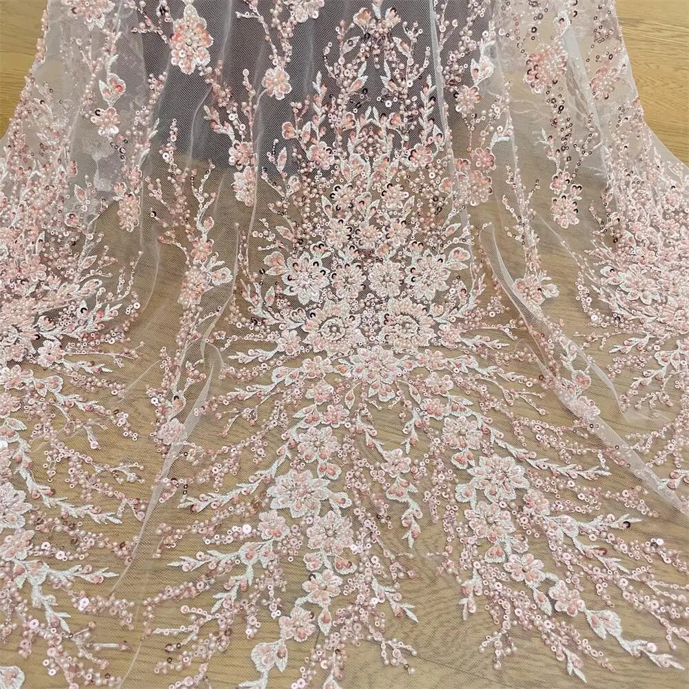 10 Farben 3D Perlen Spitzenstoff Glänzende Pailletten Hochzeitskleid Braut Hochzeitskleid DIY Dekorativer Stoff Spitze RS4876 – Detail 10