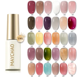 MAYCHAO Jelly Gel Nail Polish 5ML Transparent Nude Gel Polish Sheer Pink Color Soak Off LED Salon DIY at Home Gel Nail Manicure